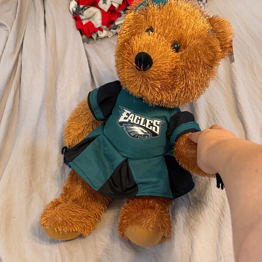 NFL Eagles Plush Bear in Teal and Black Outfit
